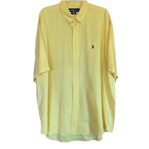 Ralph Lauren Blake 100% Linen Button Up Shirt Men Size XXL Yellow Breathable 2X